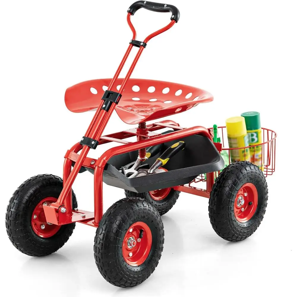 Gardening Tools Basket - Carrinho de Jardim Ajustável com Assento