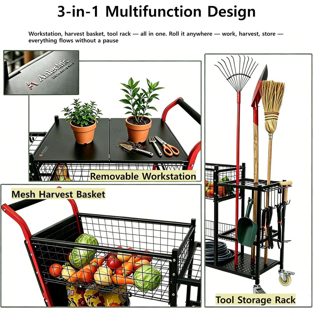 Carrinho de Jardim 3 em 1 Anle - Gardening Tools Basket avaliação e preço