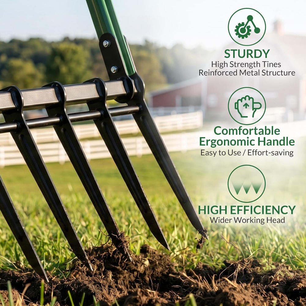 Garfo de Jardim Reforçado de 5 - Gardening Tools For Digging avaliação e preço