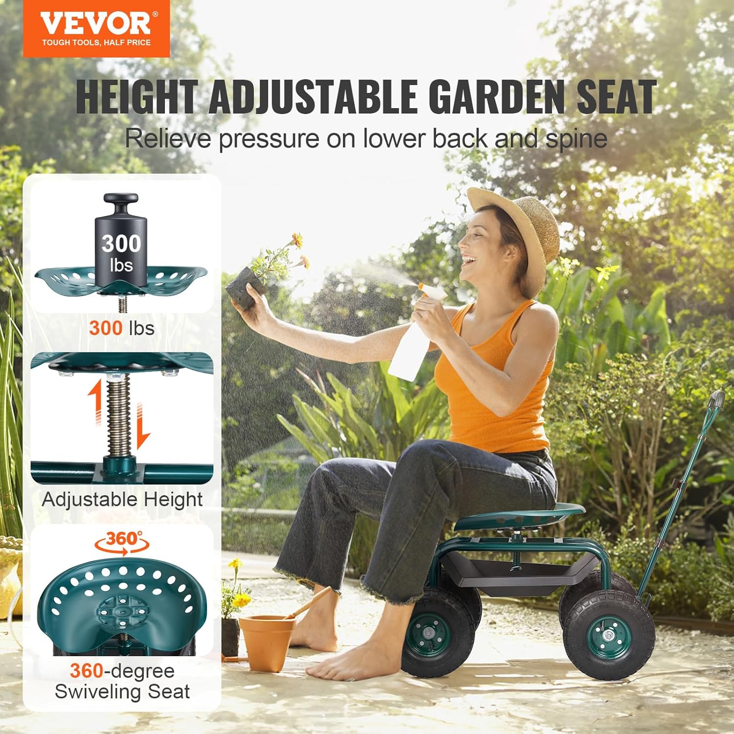 Carrinho de Jardim com Assento - Gardening Yard Tools avaliação e preço